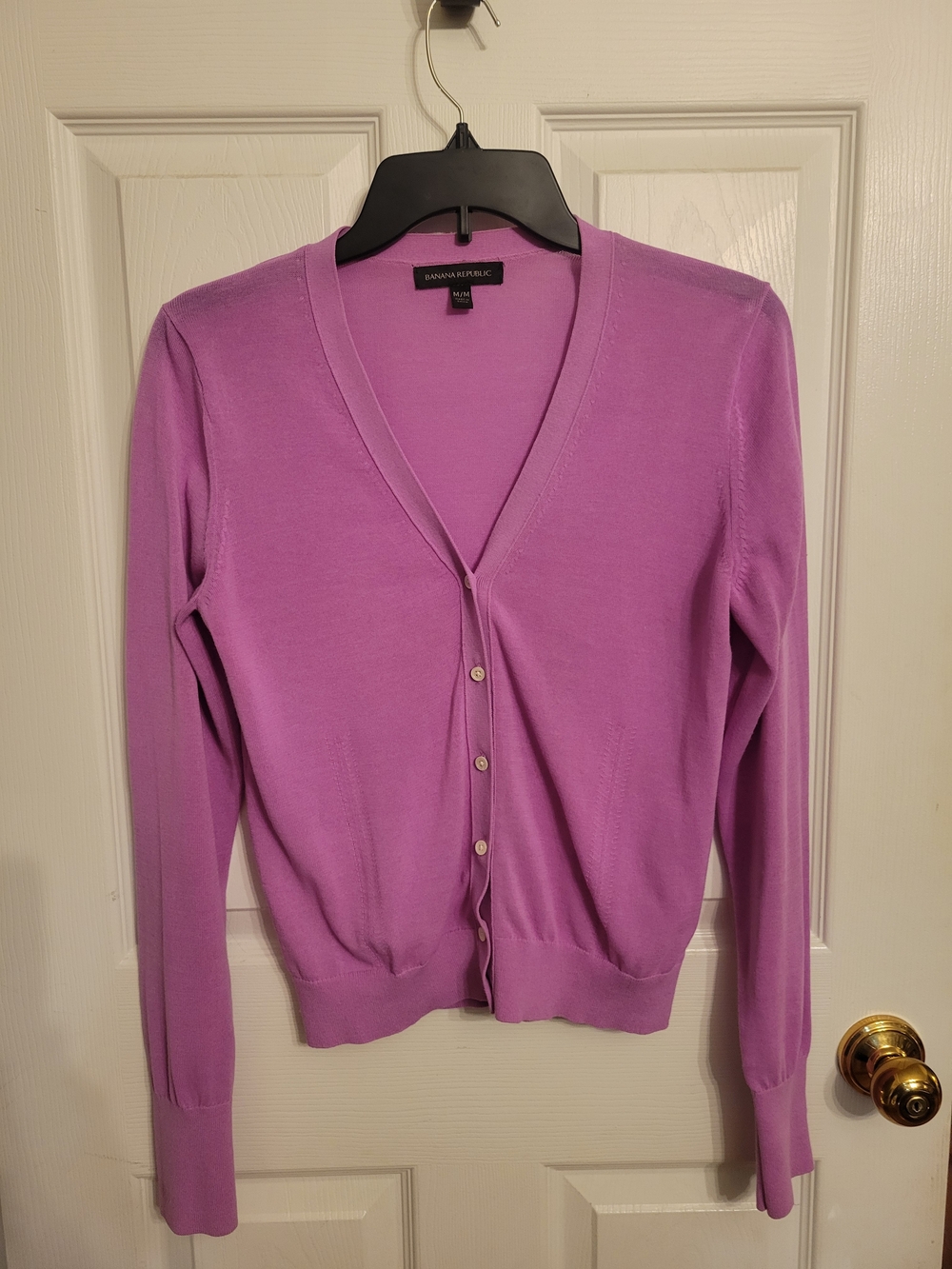 Banana Republic Lavender V-Neck Button Cardigan